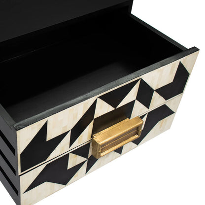 Huxley Bone Inlay Bedside Table - Black Bedside Table Cafe Lighting & Living   