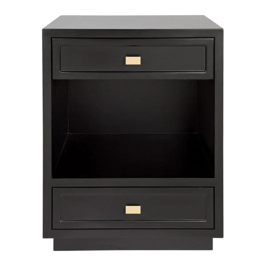 Logan Open Two Drawer Bedside Table Bedside Table Cafe Lighting & Living Black