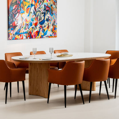 Lucerne Wood Large Dining Table With Ceramic - Natural
