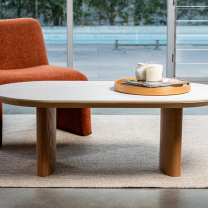 Lucerne Wood Coffee Table With Ceramic - Natural