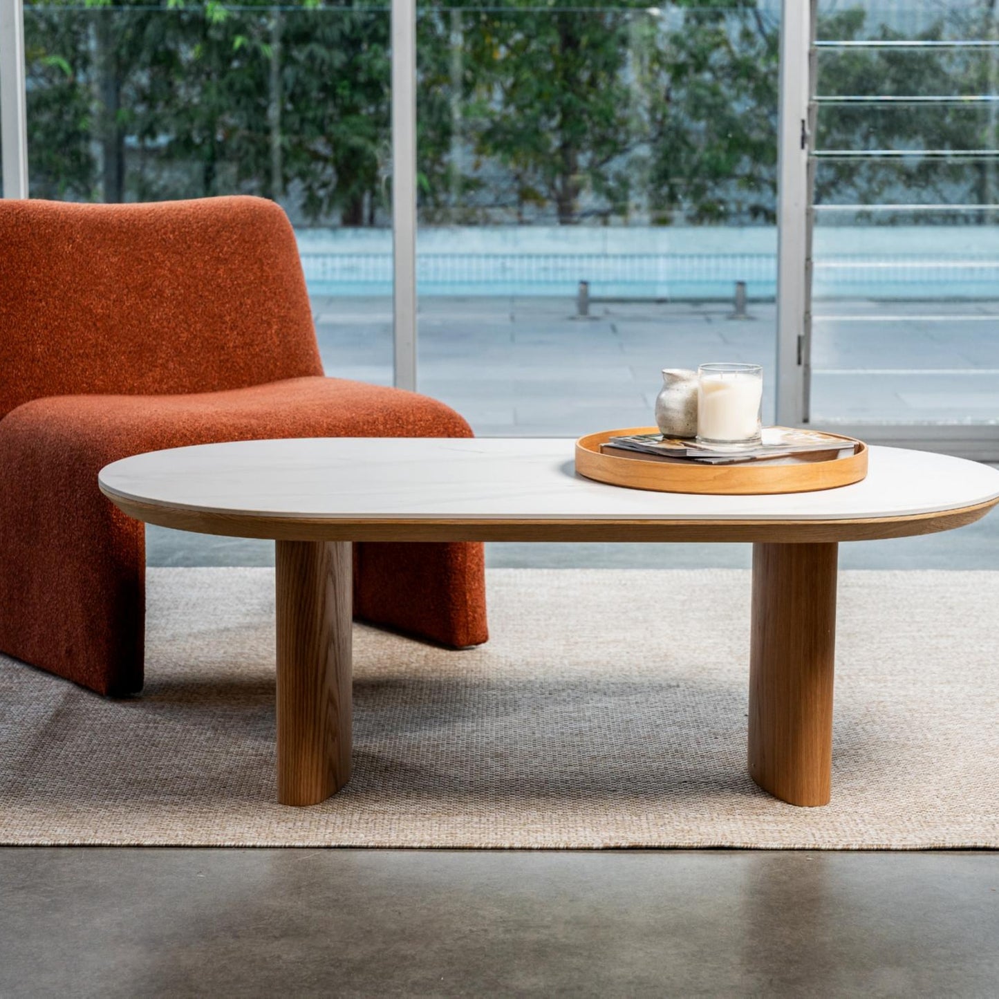 Lucerne Wood Coffee Table With Ceramic - Natural