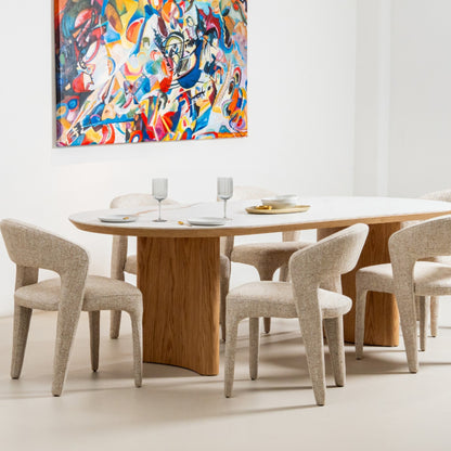 Lucerne Wood Dining Table With Ceramic - Natural
