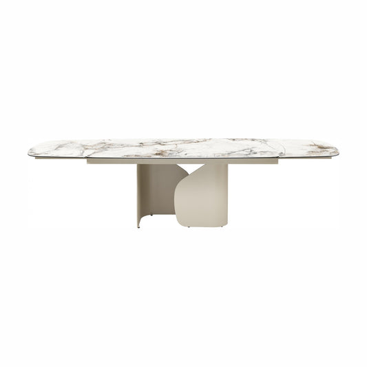 Messina Ceramic Extension Dining Table - Milan White Marble
