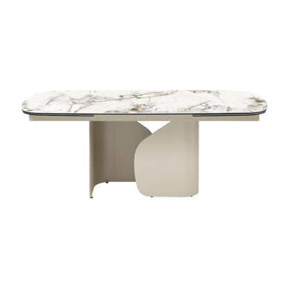 Messina Ceramic Extension Dining Table - Milan White Marble