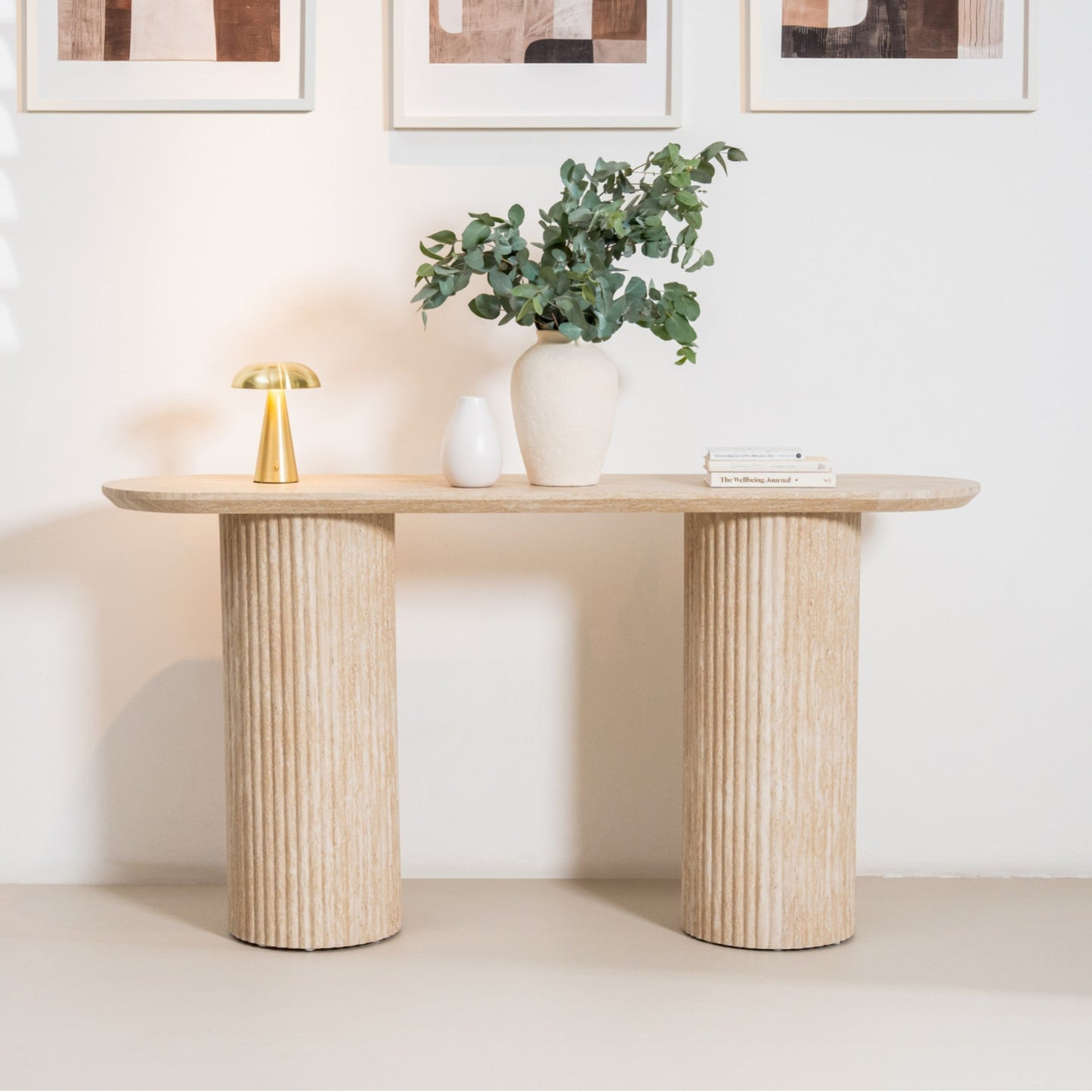 Milos Occasional Stone Console Table - Limestone