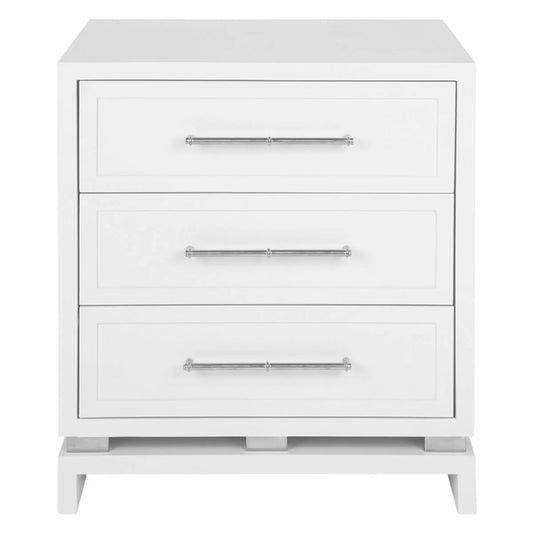 Pearl Large Three Drawer Bedside Table Bedside Table Cafe Lighting & Living White