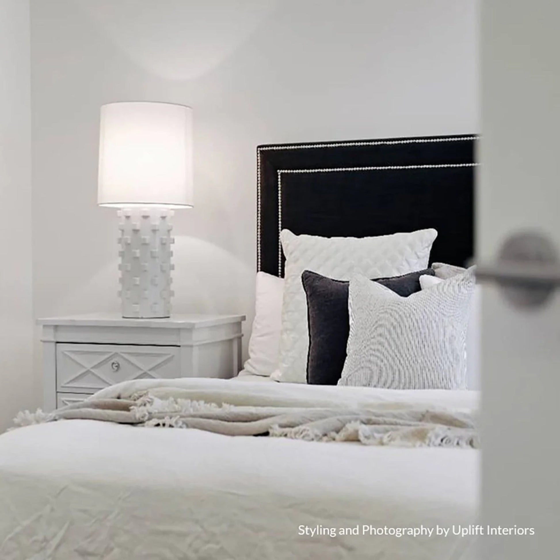 Plantation Large Three Drawer Bedside Table - White Bedside Table Cafe Lighting & Living   