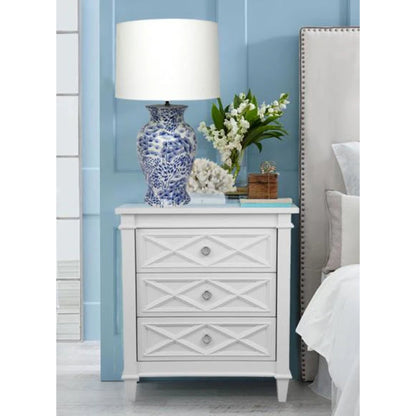 Plantation Large Three Drawer Bedside Table - White Bedside Table Cafe Lighting & Living   