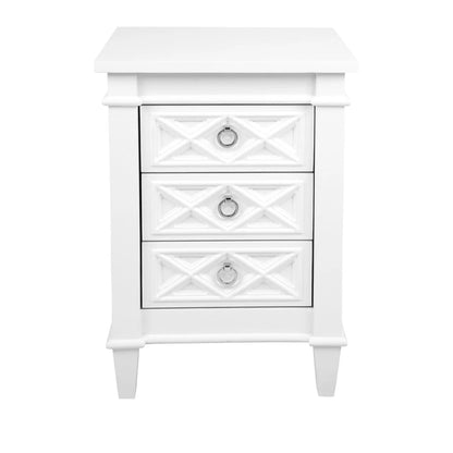Plantation Large Three Drawer Bedside Table - White Bedside Table Cafe Lighting & Living Small  