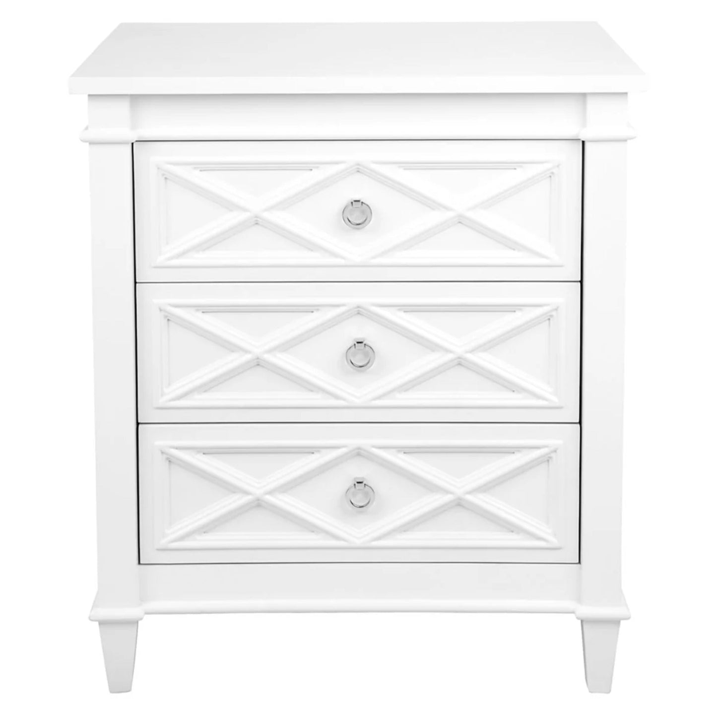 Plantation Small Three Drawer Bedside Table - White Bedside Table Cafe Lighting & Living Large  
