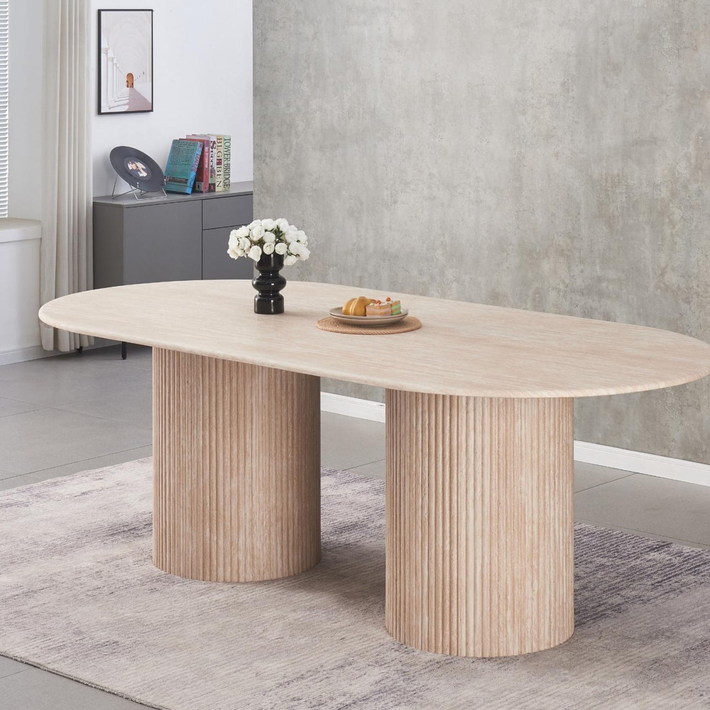 Pompeii Dining Rectangular Dining Table - Travertine