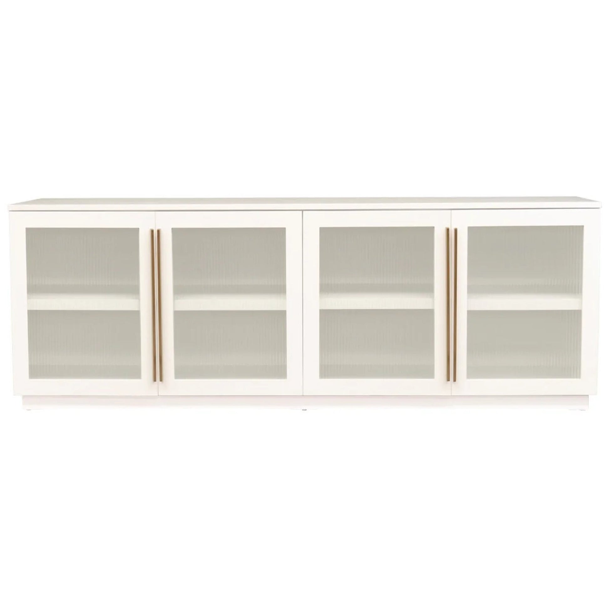 Santiago Ribbed Glass Buffet Table - White Buffet Table Cafe Lighting & Living   