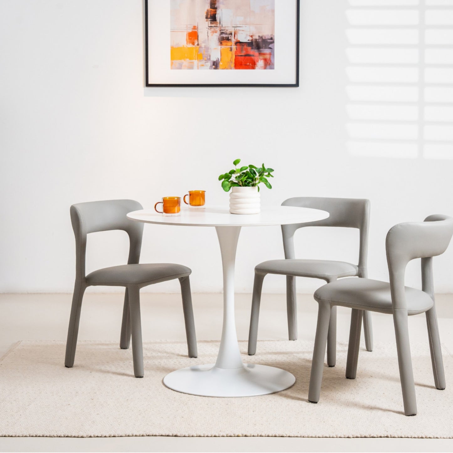 Scandi Ceramic Small Dining Table - Snow White