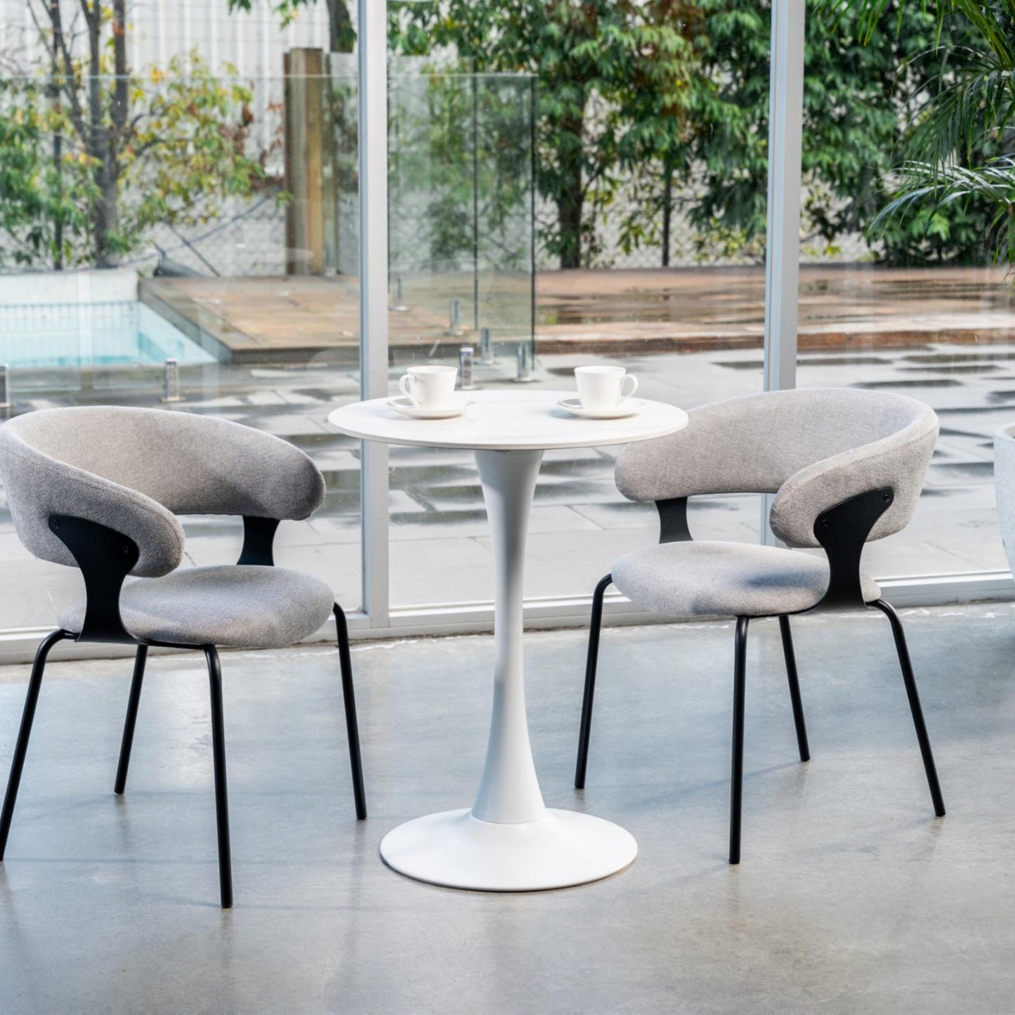 Scandi Ceramic Small Dining Table - Snow White
