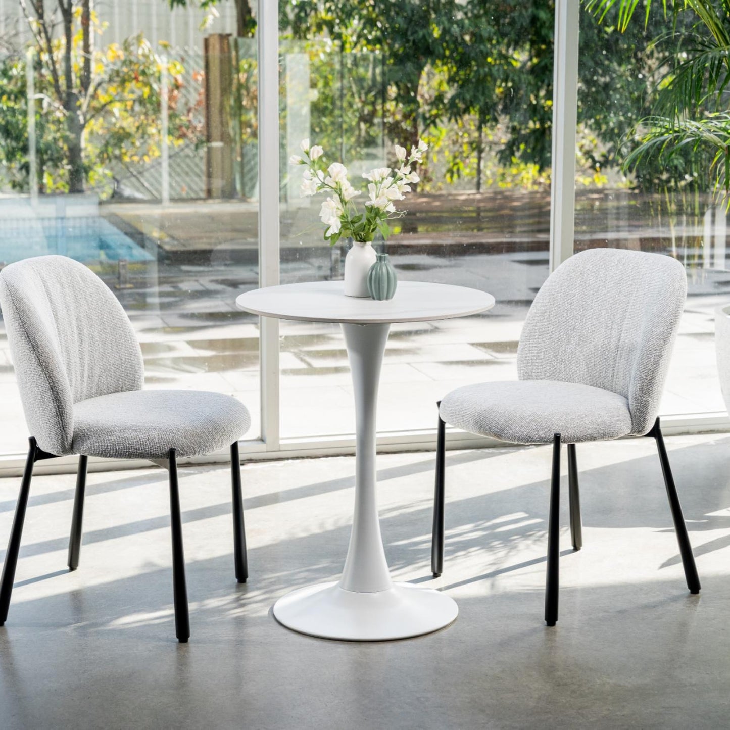 Scandi Ceramic Small Dining Table - Snow White