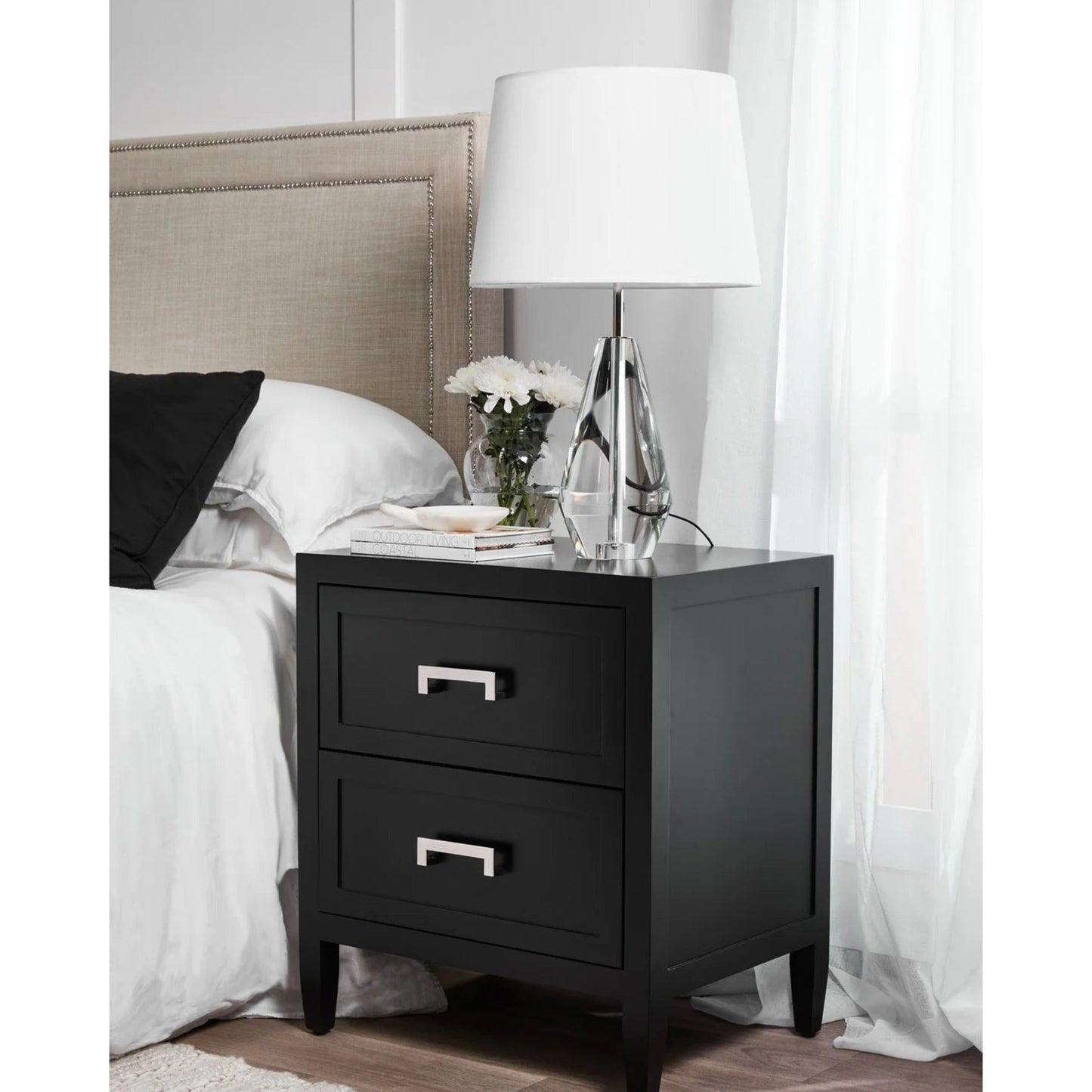 Soloman Small Two Drawer Bedside Table - Black Bedside Table Cafe Lighting & Living   