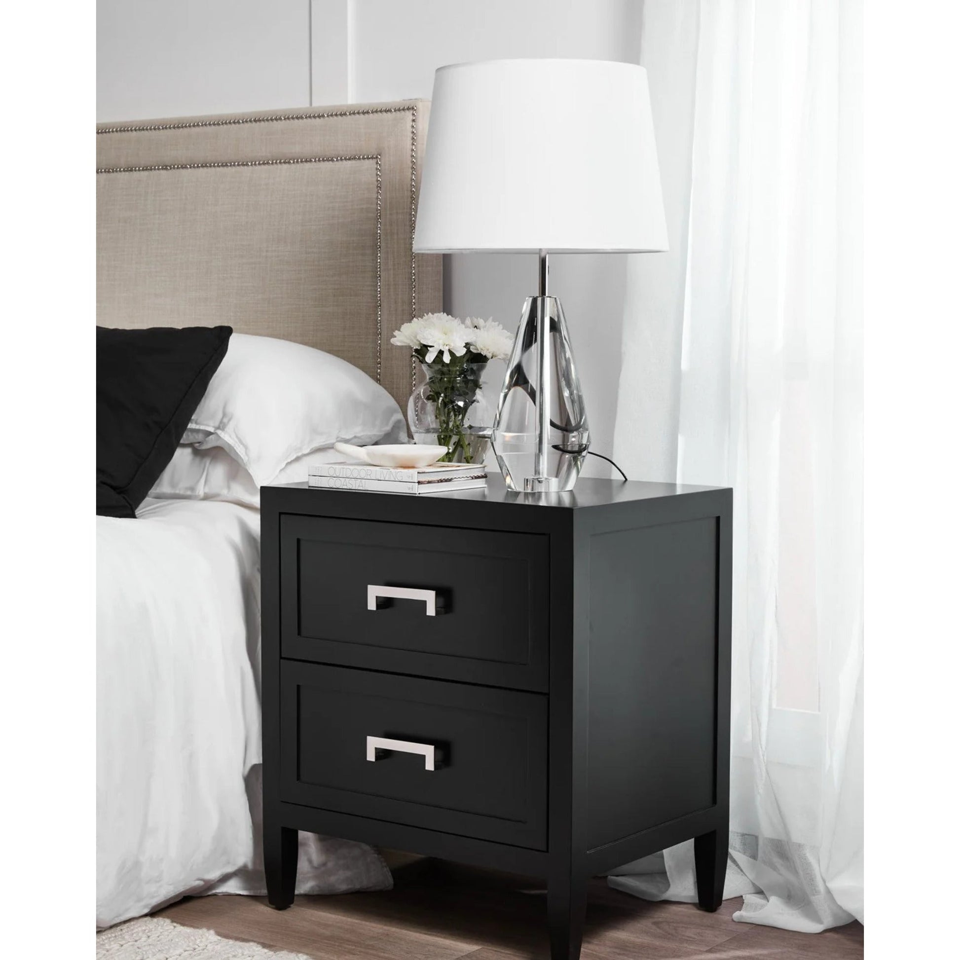 Soloman Small Two Drawer Bedside Table - Black Bedside Table Cafe Lighting & Living   