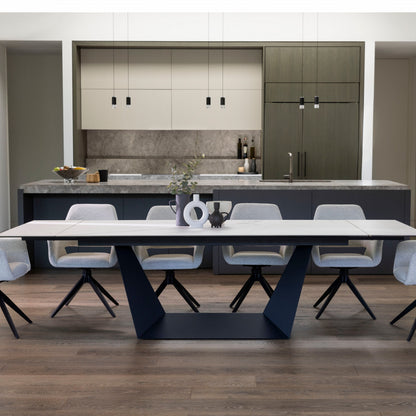 Symphony Ceramic Extension Dining Table Marmo - White Storm