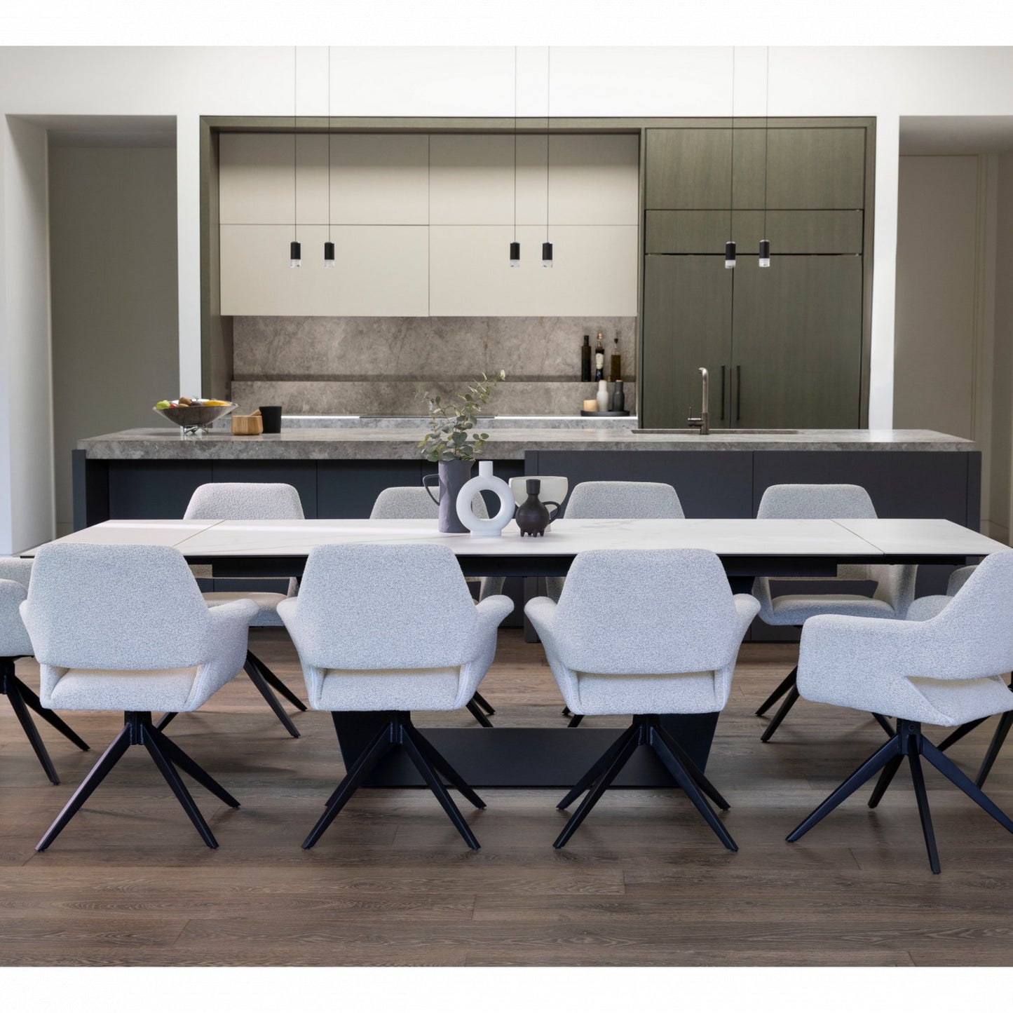 Symphony Ceramic Extension Dining Table Marmo - White Storm