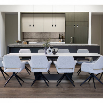 Symphony Ceramic Extension Dining Table Marmo - White Storm