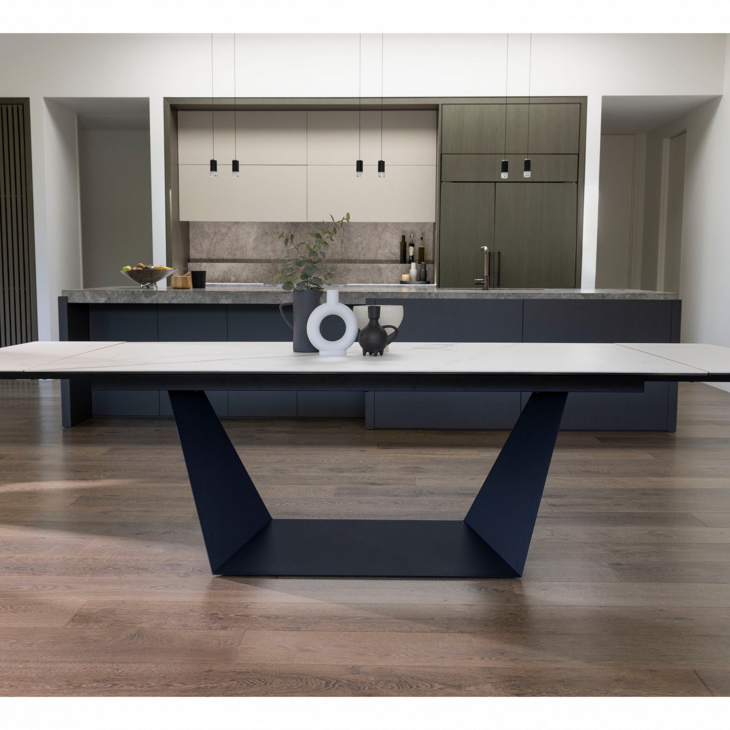 Symphony Ceramic Extension Dining Table Marmo - White Storm