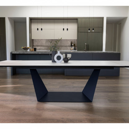 Symphony Ceramic Extension Dining Table Marmo - White Storm