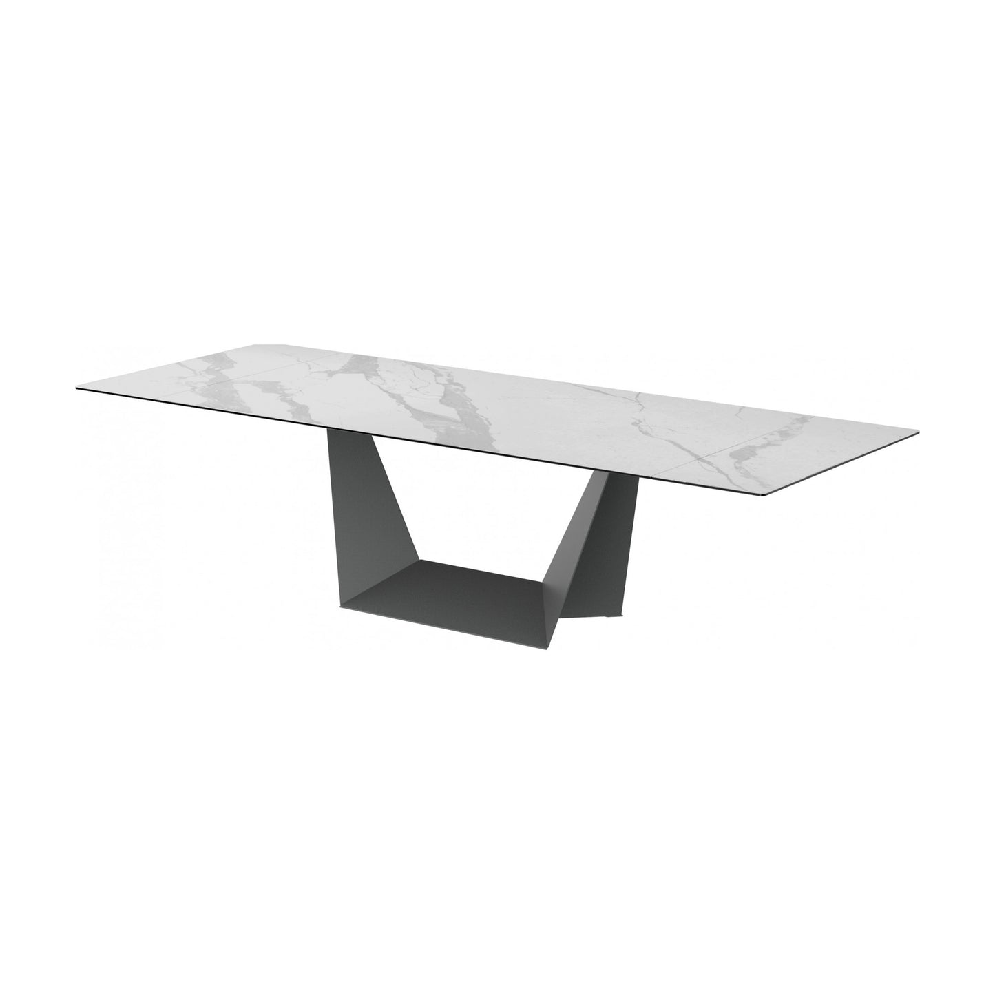 Symphony Ceramic Extension Dining Table Marmo - White Storm