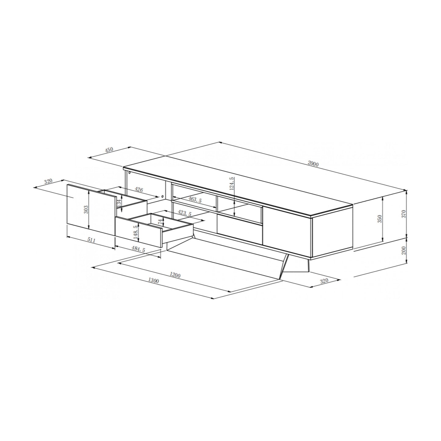 Symphony Ceramic TV Entertainment Unit - Marmo