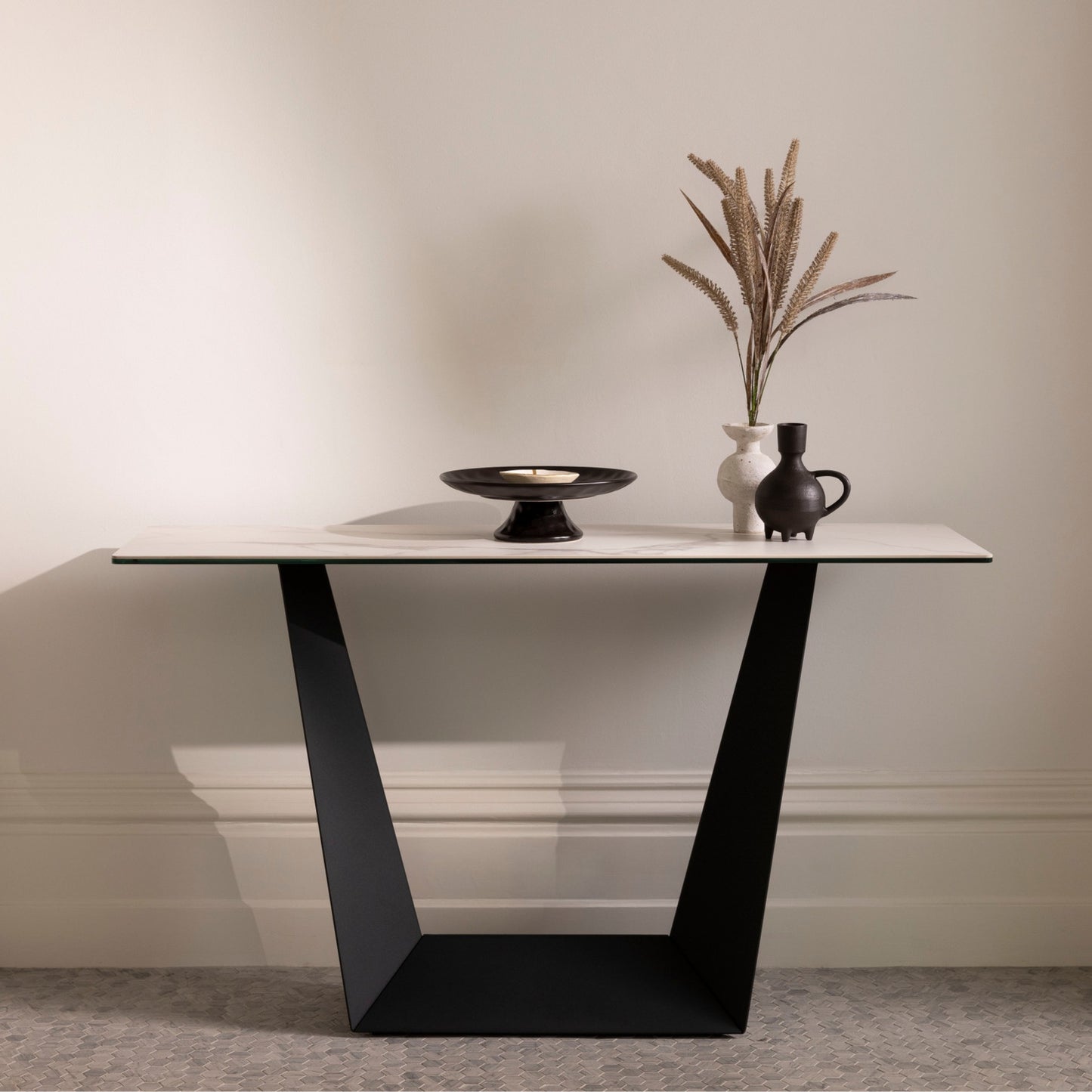 Symphony Marmo Ceramic Console Table - White Storm