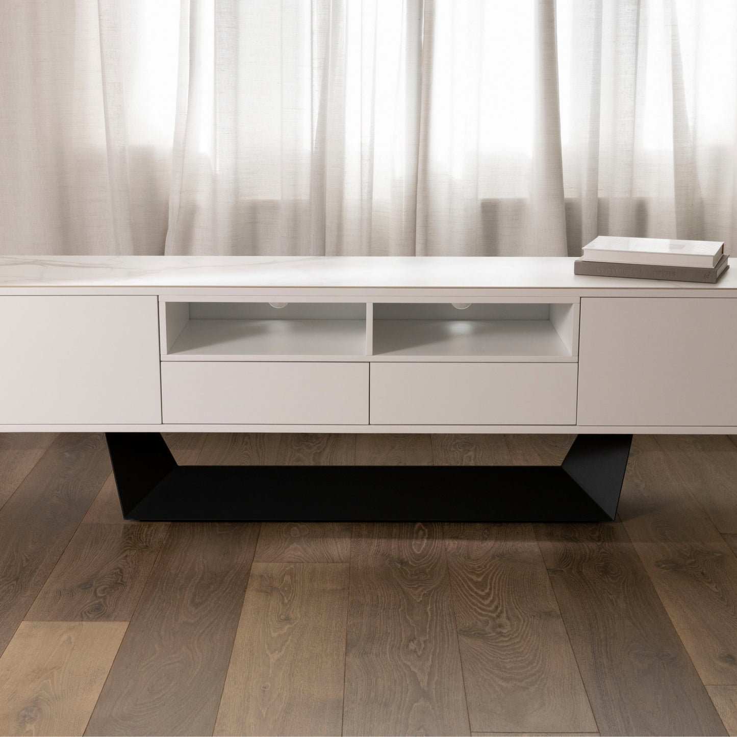 Symphony Marmo Ceramic TV Entertainment Unit - White Storm