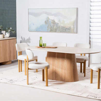 Waverley Large Dining Table - White Travertine