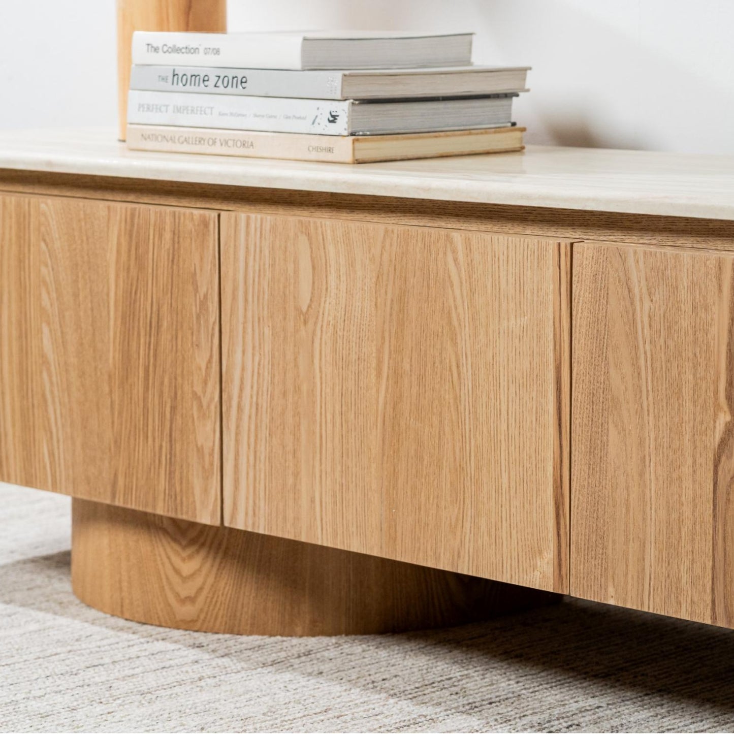 Waverley Matte Stone TV Entertainment Unit - White Travertine