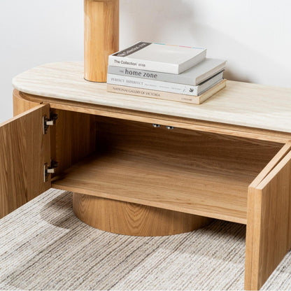 Waverley Matte Stone TV Entertainment Unit - White Travertine