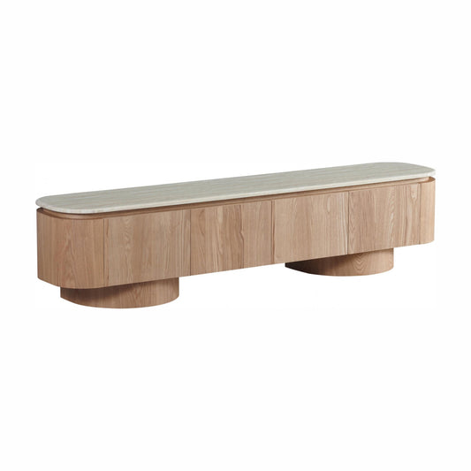 Waverley Matte Stone TV Entertainment Unit - White Travertine