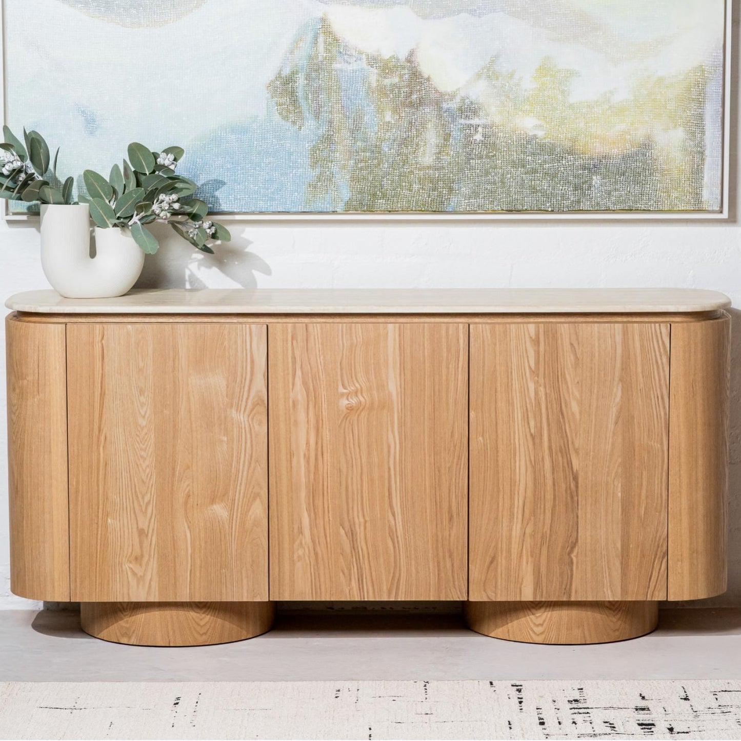 Waverley Occassional Stone Sidebord Buffet Table - White Travertine