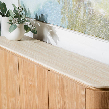 Waverley Occassional Stone Sidebord Buffet Table - White Travertine