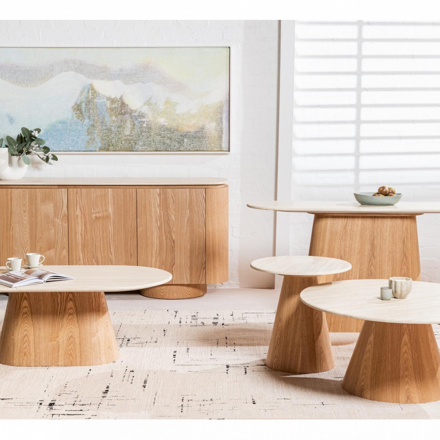 Waverley Occassional Stone Sidebord Buffet Table - White Travertine