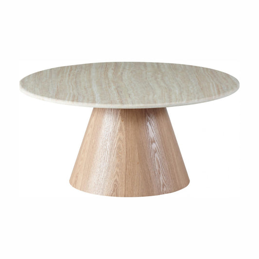 Waverley Coffee Round Table - White Travertine