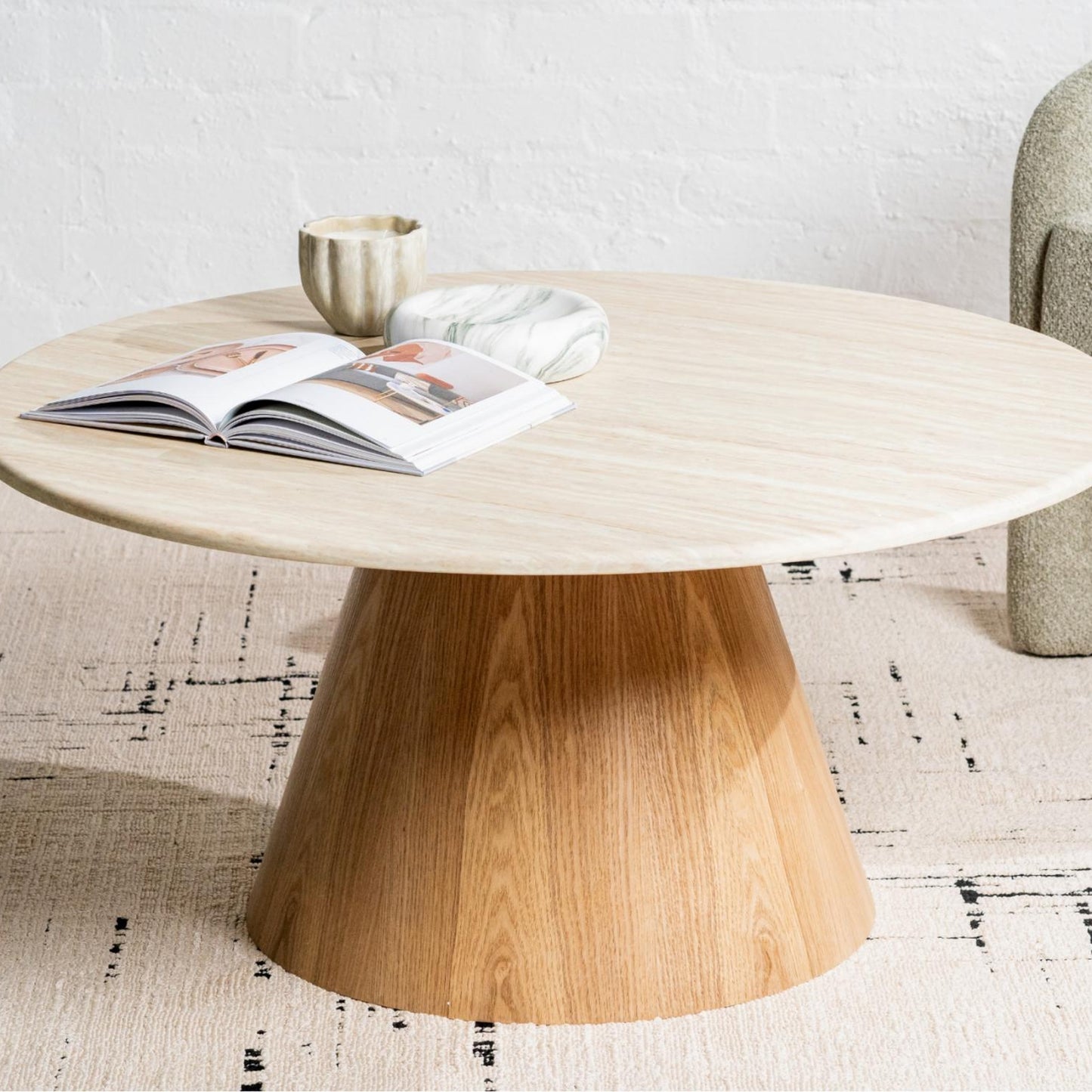 Waverley Coffee Round Table - White Travertine
