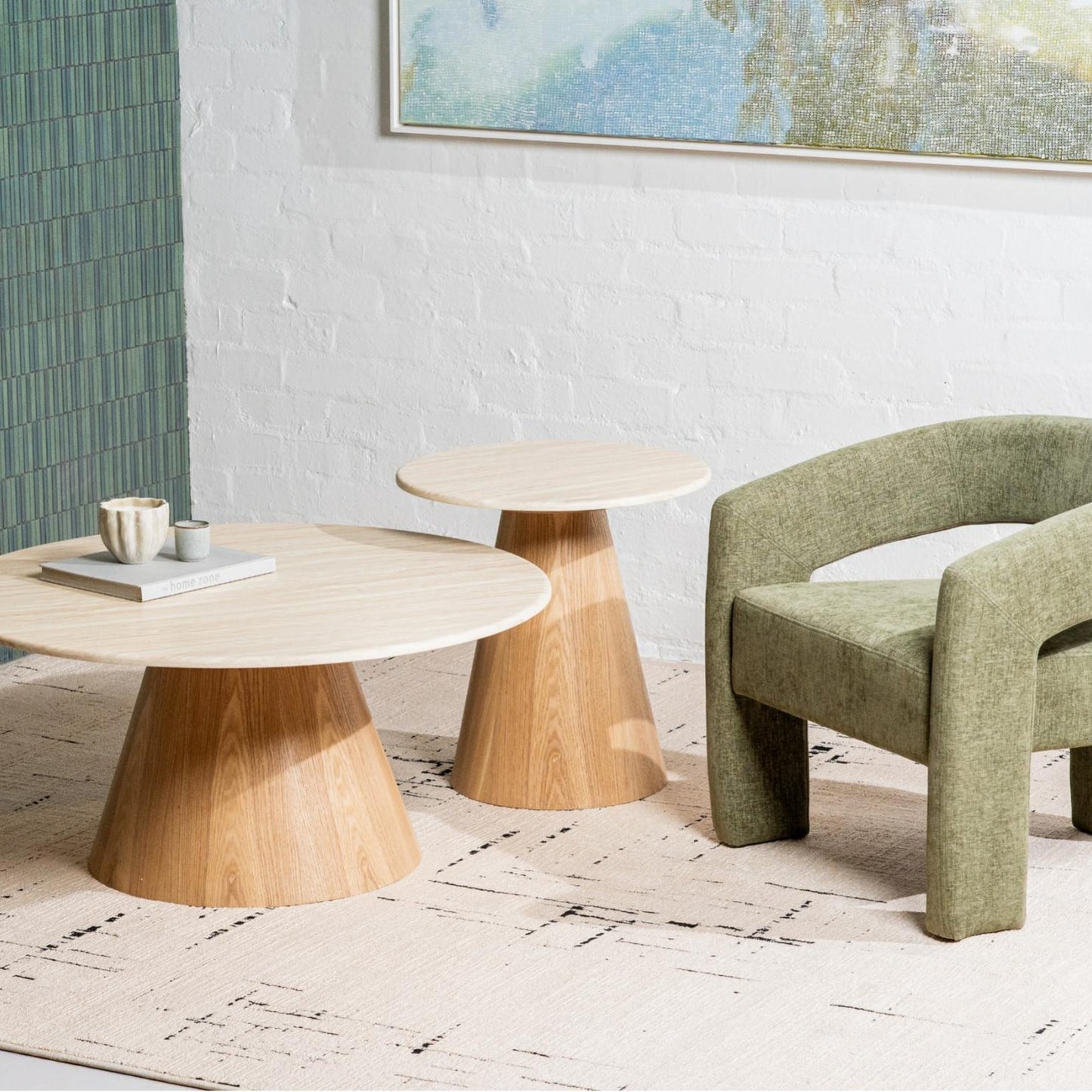 Waverley Coffee Round Table - White Travertine