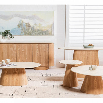 Waverley Coffee Round Table - White Travertine